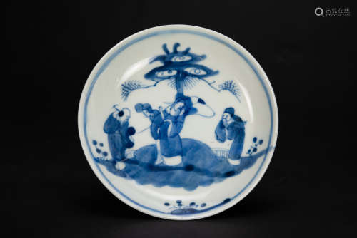 Kungxi - A Blue And White ‘Fu, Lu , Shuo’ Dish