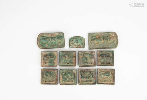 Tang - A Set Of Bronze Mold ‘Lions’ Belt - Buckle