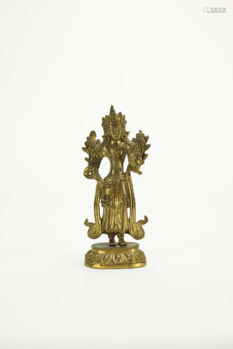 Qing - A Gilt-Bronze Figure Of Avalokitesvara