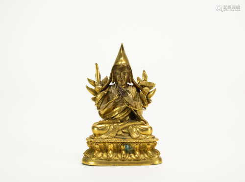 Qing - A Gilt - Bronze Figure Of Tsongkhapa