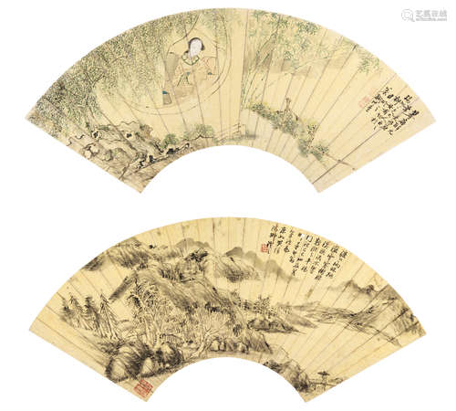 Late Qing /Republic- Two Fan Paintings