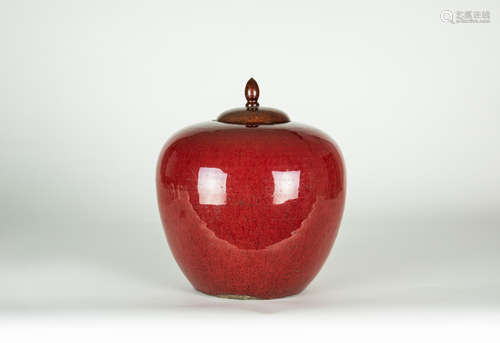 Qing - A Sacrif icial Red Glazed Ginger Jar and Cover