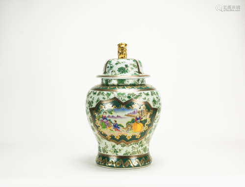 Early 20th Century - Chinese Famille- Glazed Gilted Green Fl...
