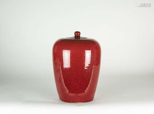 Qing - A Chinese Sacrif icial Red Ginger Jar And Cover
