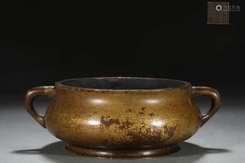 明精铸铜胎蚰龙耳炉