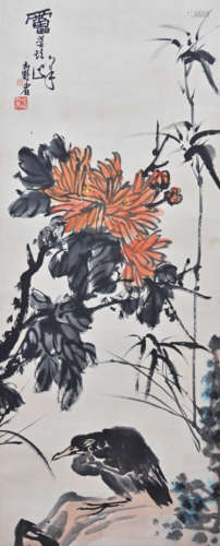 潘天寿（1897-1971） 山禽菊花 立轴