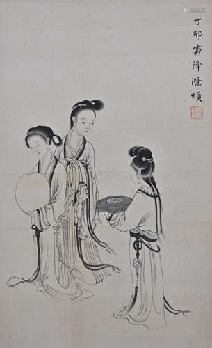 俞明（1884-1935） 仕女 绢本镜片