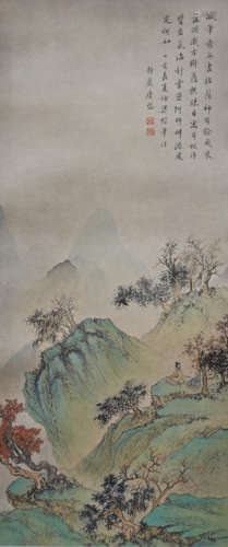 唐岱（1673-1752） 青绿山水 立轴