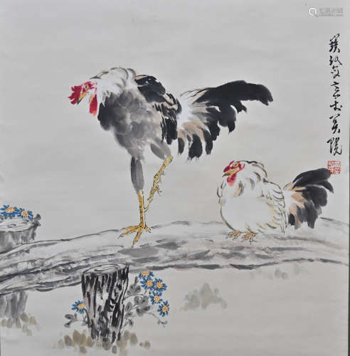 贾宝珉（1941-） 公鸡 立轴