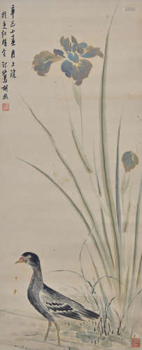 胡汀鹭（1884-1943） 花卉水禽 绢本立轴