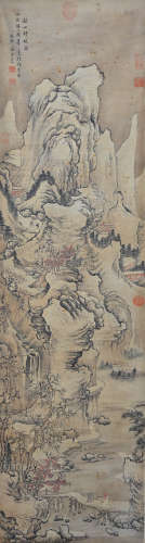 张宗苍（1686-1756） 秋山行旅图 绢本立轴