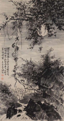 汪溶 1896-1972 猴子摘月