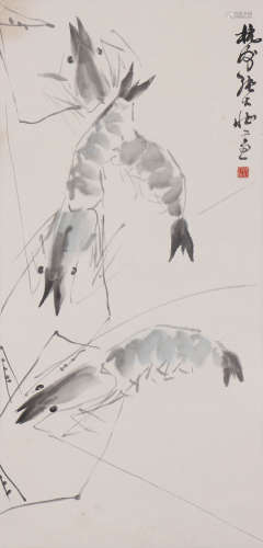 张大壮 1903-1980 三虾图