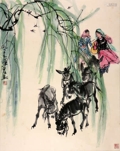 黄胄 1925-1997 牧驴图
