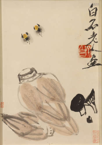 齐白石 1864-1957 蜜蜂蔬果图