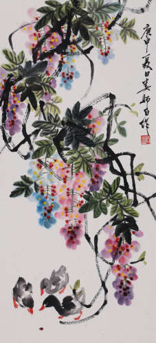 娄师白 1918-2010 紫藤小鸭