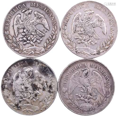 墨西哥1891x2,1894,1904 8R鷹洋 1披索 銀幣 共4個