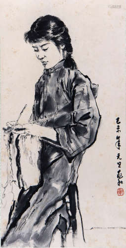 蒋兆和 1904-1986 织衣少女