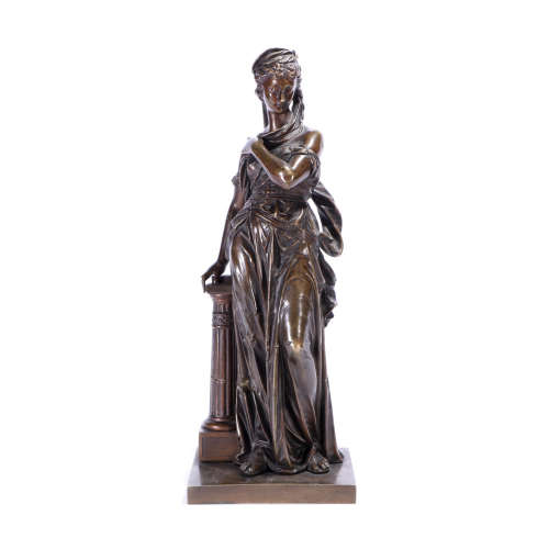 Bronze Statue Of A Lady, Eutrope Bouret Signed.(1833-1906)