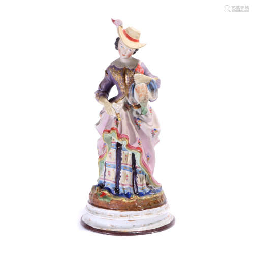 French Black Porcelain, Pheasant Lady, Late 19Th Century