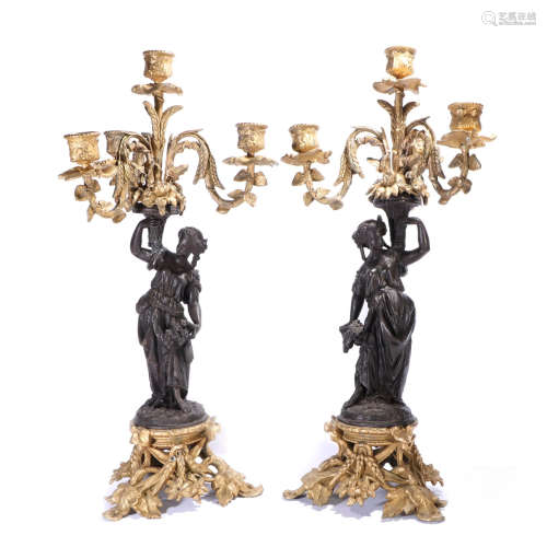 European 19Th Century Rococo Style Gold-Plated Four-Lamp Can...