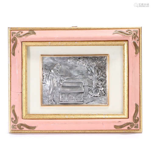 Sterling Silver Print Of Baptism, Wood Framed