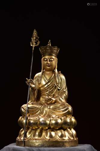 铜鎏金地藏菩萨造像