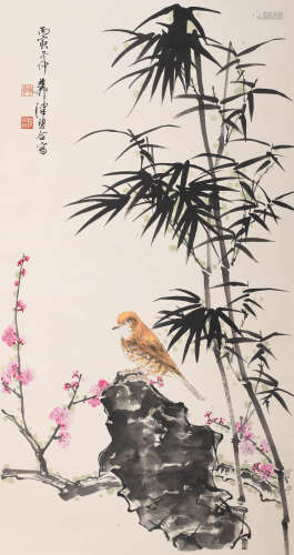 谢稚柳(1910-1997)陈佩秋 (1923-2020) 竹鸟图