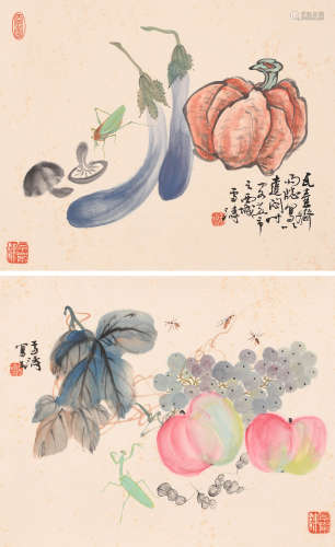 王雪涛 (1903-1983) 花卉二帧