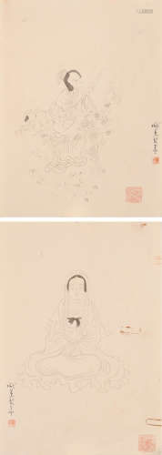 庞薰琴 (1906-1985) 人物二帧