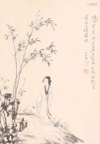溥儒 (1896-1963) 竹林仕女