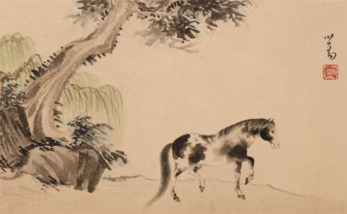 溥儒 (1896-1963) 柳荫骏马