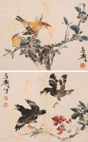王雪涛 (1903-1983) 花鸟二帧