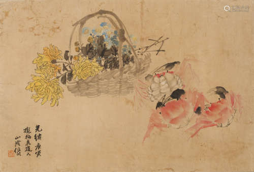 任伯年 (1840-1896) 花卉螃蟹
