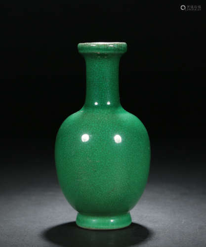 清 绿釉盘口瓶