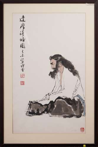 範曾 人物図 設色紙本