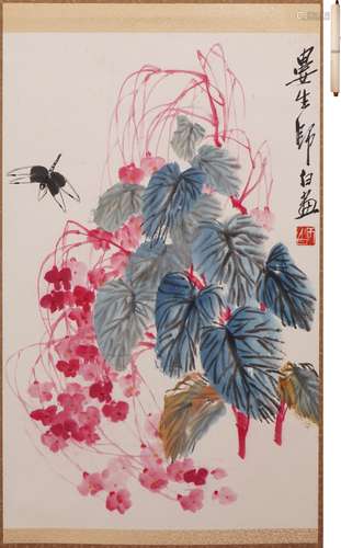 婁師白 花卉蜻蜓
 設色紙本