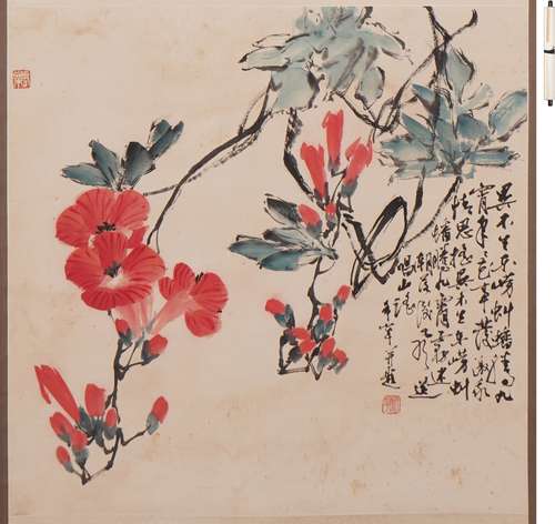 於希寧 梅花図 設色紙本