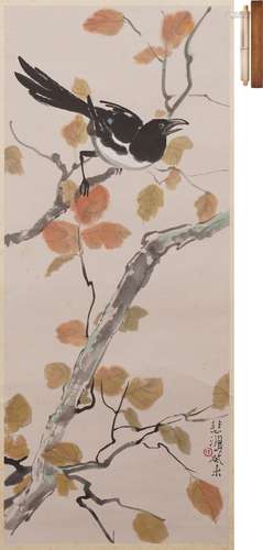 徐悲鴻 花鳥図  設色紙本
