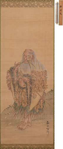 方濟（清） 神農図 設色絹本