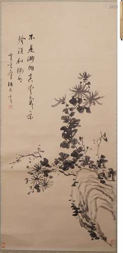 徐雨亭 花卉図 水墨紙本