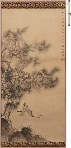 孫天牧 松下調琴圖
図 水墨絹本