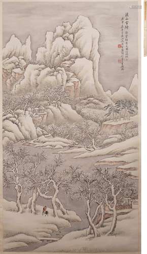 沈塘 溪山學騎 設色紙本