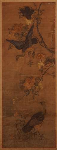 沈銓 花鳥刺繡 設色絹本