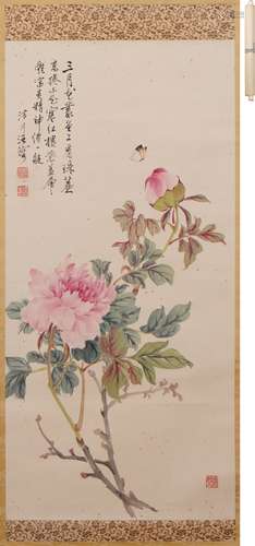汪溶 牡丹蝴蝶
 設色紙本