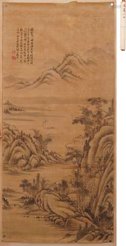 戴熙 山水図 水墨絹本