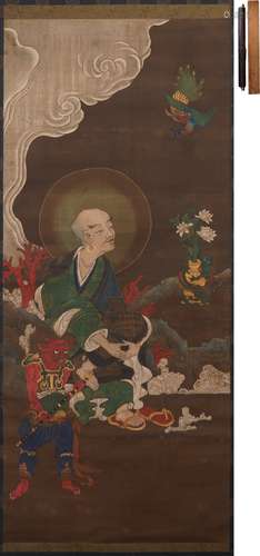 無款 羅漢図 設色絹本
