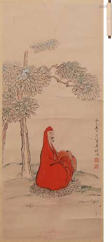 辜培源 紅衣達摩 設色紙本