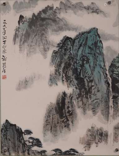 謝瑞階 山水圖 設色紙本