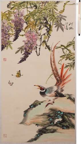 蕭朗 花鳥 設色紙本